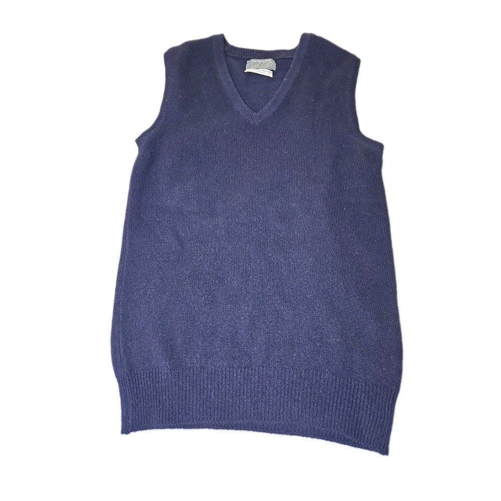 Vintage Lord & Taylor Vest Men Small Navy Blue 100% 2-Ply Scottish Cashmere
